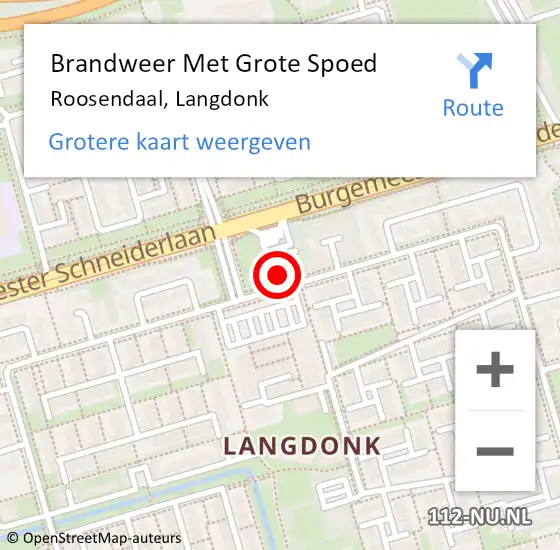 Locatie op kaart van de 112 melding: Brandweer Met Grote Spoed Naar Roosendaal, Langdonk op 18 juli 2023 18:21