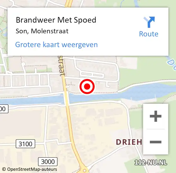 Locatie op kaart van de 112 melding: Brandweer Met Spoed Naar Son, Molenstraat op 18 juli 2023 18:34