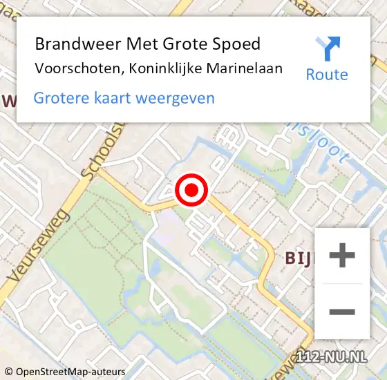 Locatie op kaart van de 112 melding: Brandweer Met Grote Spoed Naar Voorschoten, Koninklijke Marinelaan op 18 juli 2023 19:17