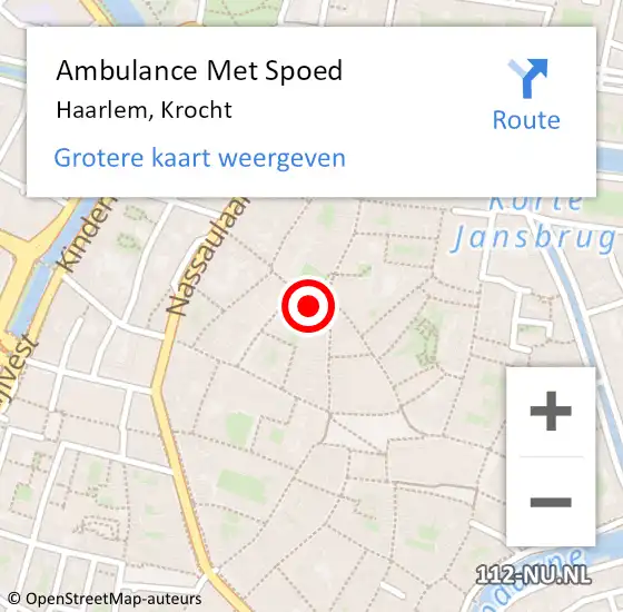 Locatie op kaart van de 112 melding: Ambulance Met Spoed Naar Haarlem, Krocht op 18 juli 2023 19:42