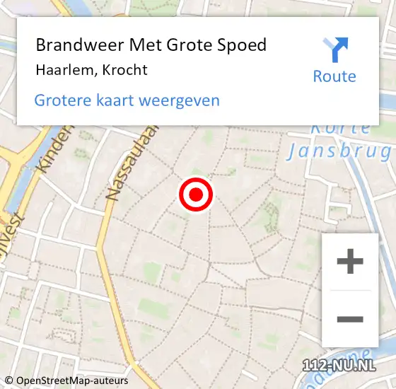 Locatie op kaart van de 112 melding: Brandweer Met Grote Spoed Naar Haarlem, Krocht op 18 juli 2023 19:45