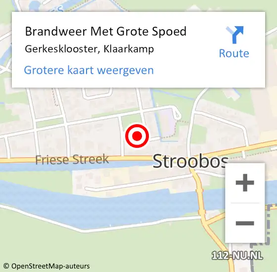 Locatie op kaart van de 112 melding: Brandweer Met Grote Spoed Naar Gerkesklooster, Klaarkamp op 18 juli 2023 20:04