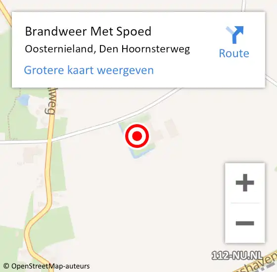 Locatie op kaart van de 112 melding: Brandweer Met Spoed Naar Oosternieland, Den Hoornsterweg op 18 juli 2023 20:25