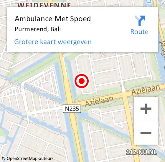 Locatie op kaart van de 112 melding: Ambulance Met Spoed Naar Purmerend, Bali op 18 juli 2023 20:50