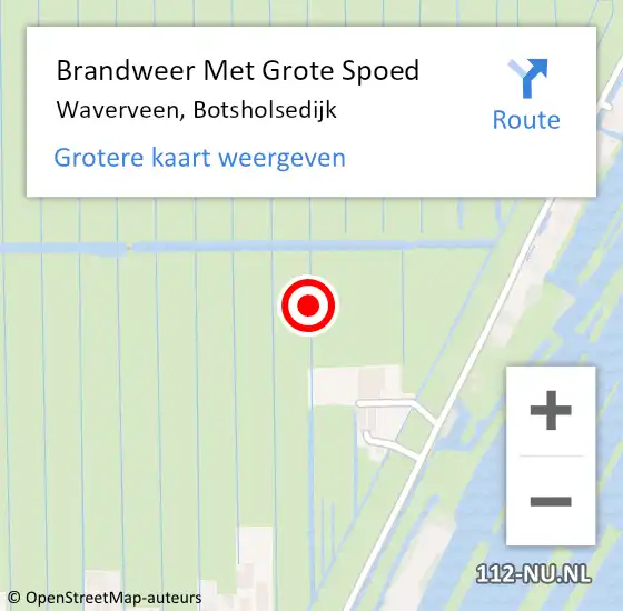 Locatie op kaart van de 112 melding: Brandweer Met Grote Spoed Naar Waverveen, Botsholsedijk op 18 juli 2023 21:08