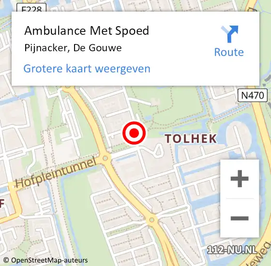 Locatie op kaart van de 112 melding: Ambulance Met Spoed Naar Pijnacker, De Gouwe op 18 juli 2023 21:21