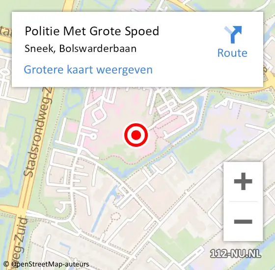 Locatie op kaart van de 112 melding: Politie Met Grote Spoed Naar Sneek, Bolswarderbaan op 18 juli 2023 21:22