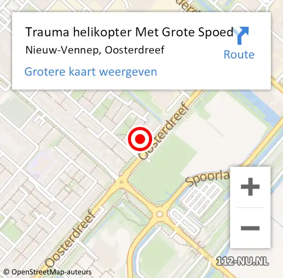 Locatie op kaart van de 112 melding: Trauma helikopter Met Grote Spoed Naar Nieuw-Vennep, Oosterdreef op 18 juli 2023 21:36