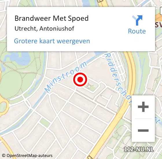 Locatie op kaart van de 112 melding: Brandweer Met Spoed Naar Utrecht, Antoniushof op 18 juli 2023 22:18