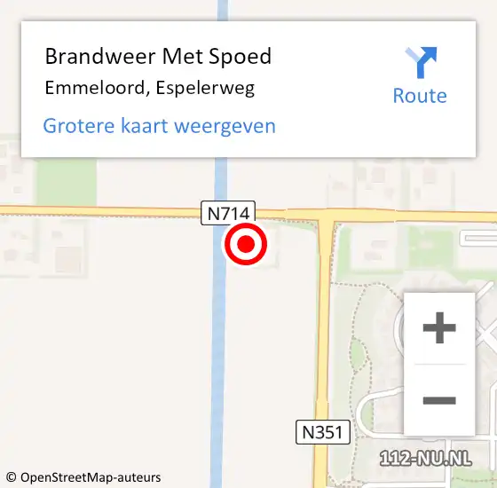 Locatie op kaart van de 112 melding: Brandweer Met Spoed Naar Emmeloord, Espelerweg op 18 juli 2023 23:55