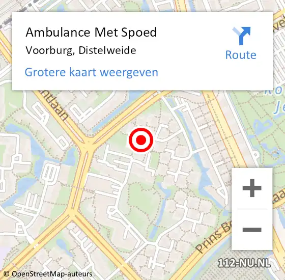 Locatie op kaart van de 112 melding: Ambulance Met Spoed Naar Voorburg, Distelweide op 19 juli 2023 00:53