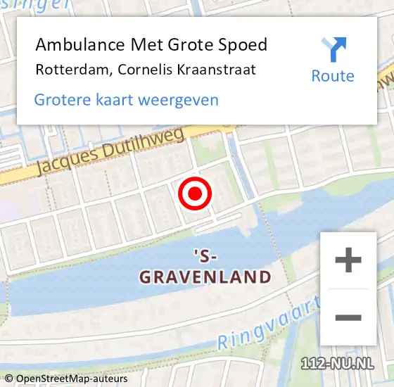 Locatie op kaart van de 112 melding: Ambulance Met Grote Spoed Naar Rotterdam, Cornelis Kraanstraat op 19 juli 2023 00:54