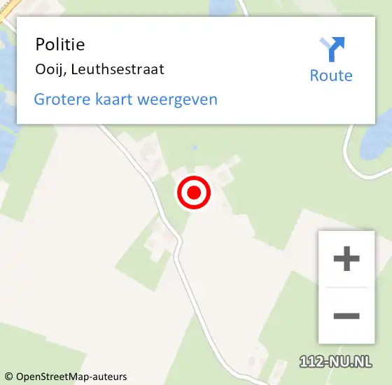 Locatie op kaart van de 112 melding: Politie Ooij, Leuthsestraat op 19 juli 2023 01:10