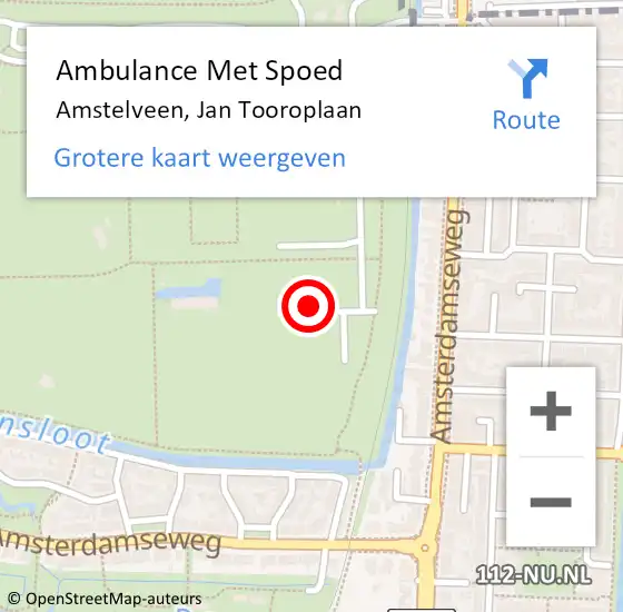 Locatie op kaart van de 112 melding: Ambulance Met Spoed Naar Amstelveen, Jan Tooroplaan op 19 juli 2023 01:10