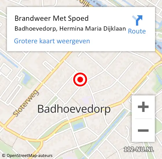 Locatie op kaart van de 112 melding: Brandweer Met Spoed Naar Badhoevedorp, Hermina Maria Dijklaan op 19 juli 2023 01:30