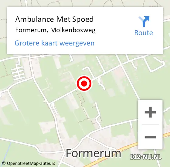 Locatie op kaart van de 112 melding: Ambulance Met Spoed Naar Formerum, Molkenbosweg op 2 september 2014 08:31