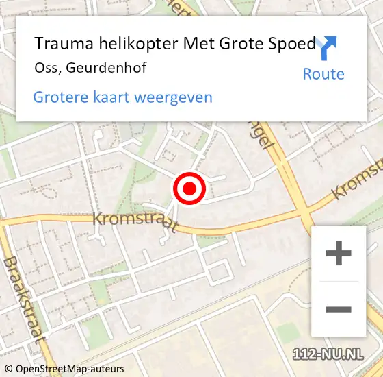 Locatie op kaart van de 112 melding: Trauma helikopter Met Grote Spoed Naar Oss, Geurdenhof op 19 juli 2023 06:23