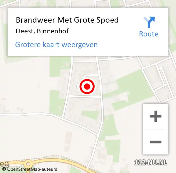 Locatie op kaart van de 112 melding: Brandweer Met Grote Spoed Naar Deest, Binnenhof op 19 juli 2023 07:17