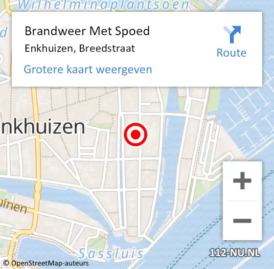 Locatie op kaart van de 112 melding: Brandweer Met Spoed Naar Enkhuizen, Breedstraat op 19 juli 2023 07:40