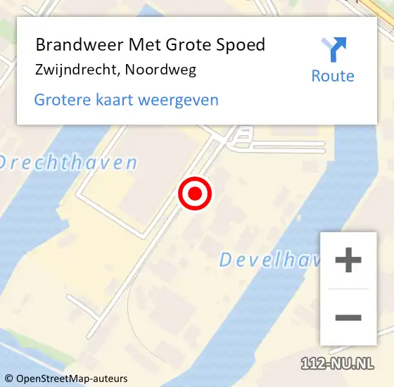 Locatie op kaart van de 112 melding: Brandweer Met Grote Spoed Naar Zwijndrecht, Noordweg op 19 juli 2023 07:46