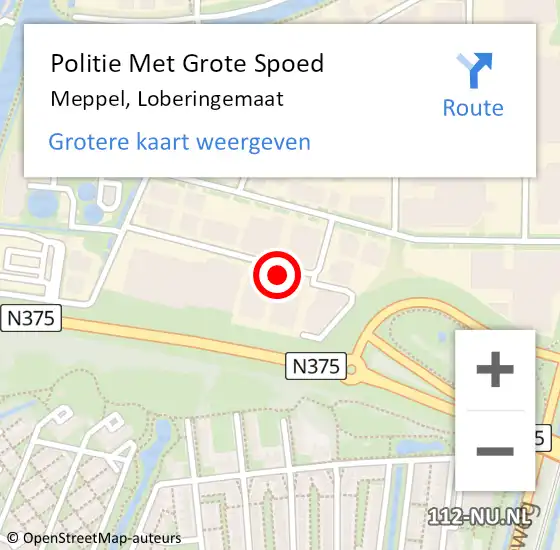 Locatie op kaart van de 112 melding: Politie Met Grote Spoed Naar Meppel, Loberingemaat op 19 juli 2023 08:00