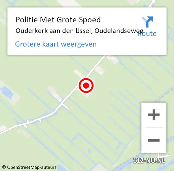 Locatie op kaart van de 112 melding: Politie Met Grote Spoed Naar Ouderkerk aan den IJssel, Oudelandseweg op 19 juli 2023 08:25