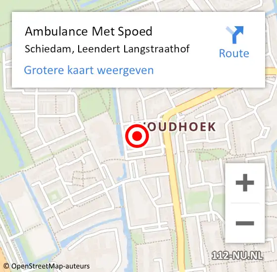 Locatie op kaart van de 112 melding: Ambulance Met Spoed Naar Schiedam, Leendert Langstraathof op 19 juli 2023 08:41