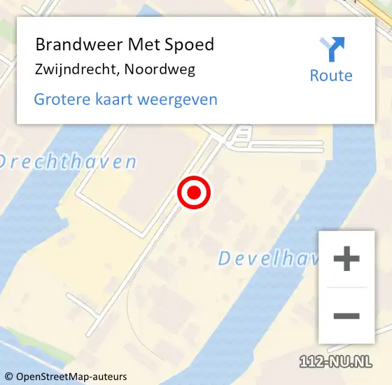 Locatie op kaart van de 112 melding: Brandweer Met Spoed Naar Zwijndrecht, Noordweg op 19 juli 2023 09:05