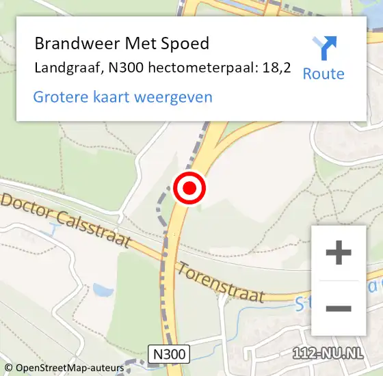 Locatie op kaart van de 112 melding: Brandweer Met Spoed Naar Landgraaf, N300 hectometerpaal: 18,2 op 19 juli 2023 09:12