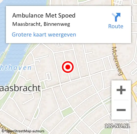 Locatie op kaart van de 112 melding: Ambulance Met Spoed Naar Maasbracht, Binnenweg op 19 juli 2023 09:21