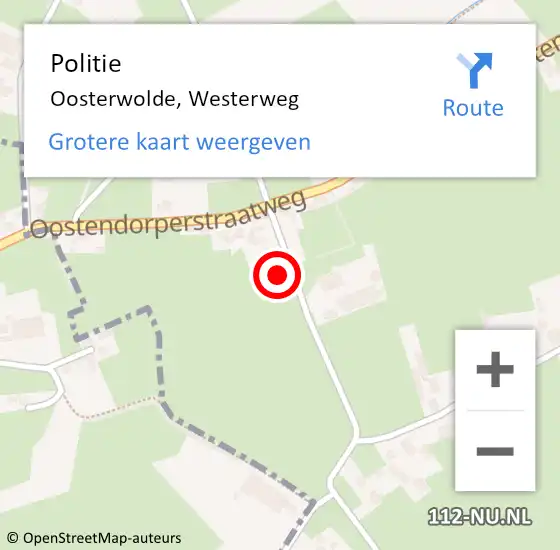 Locatie op kaart van de 112 melding: Politie Oosterwolde, Westerweg op 19 juli 2023 09:57