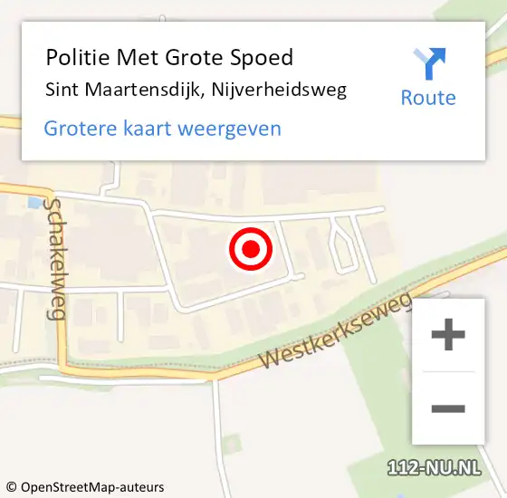 Locatie op kaart van de 112 melding: Politie Met Grote Spoed Naar Sint Maartensdijk, Nijverheidsweg op 19 juli 2023 10:15