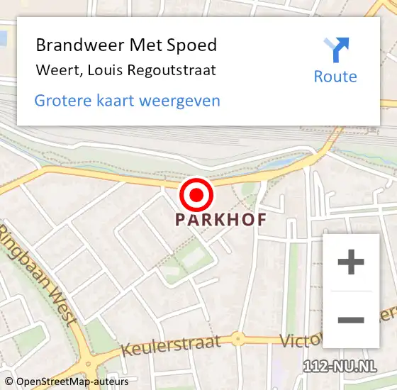 Locatie op kaart van de 112 melding: Brandweer Met Spoed Naar Weert, Louis Regoutstraat op 19 juli 2023 10:28