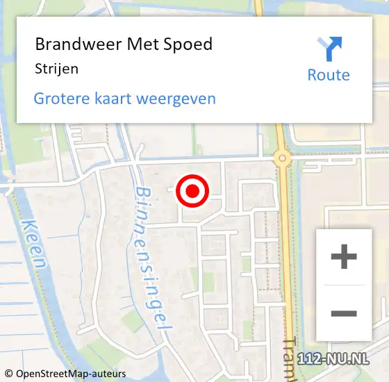 Locatie op kaart van de 112 melding: Brandweer Met Spoed Naar Strijen op 19 juli 2023 10:31