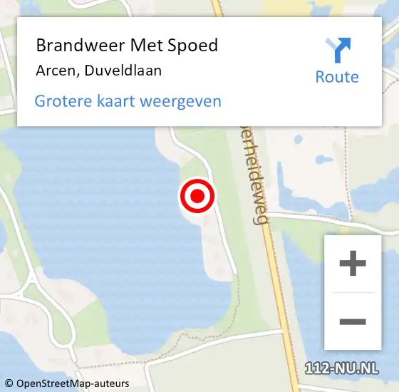 Locatie op kaart van de 112 melding: Brandweer Met Spoed Naar Arcen, Duveldlaan op 19 juli 2023 10:54