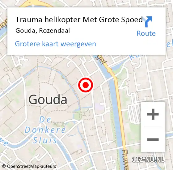 Locatie op kaart van de 112 melding: Trauma helikopter Met Grote Spoed Naar Gouda, Rozendaal op 19 juli 2023 11:11