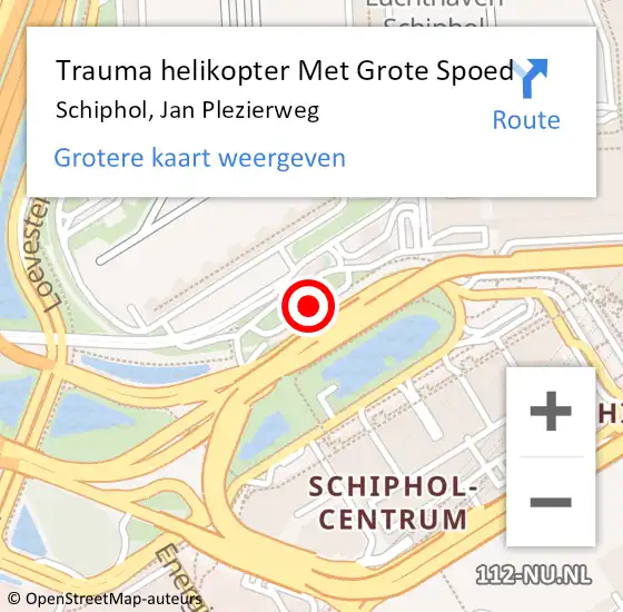 Locatie op kaart van de 112 melding: Trauma helikopter Met Grote Spoed Naar Schiphol, Jan Plezierweg op 19 juli 2023 11:11