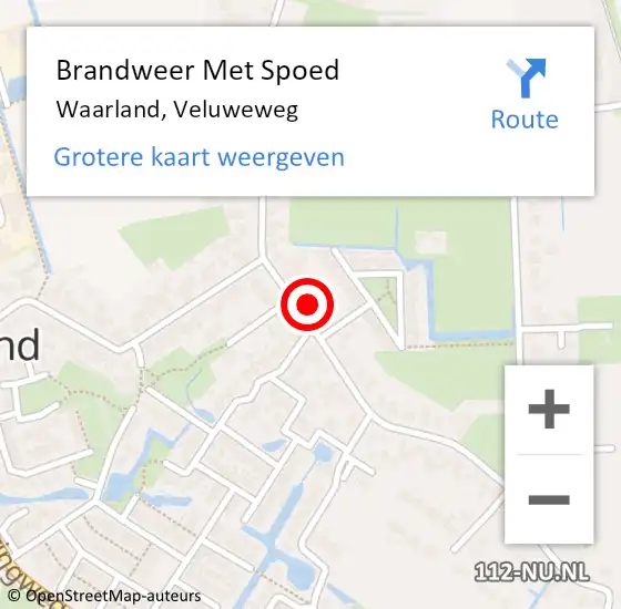 Locatie op kaart van de 112 melding: Brandweer Met Spoed Naar Waarland, Veluweweg op 19 juli 2023 11:34