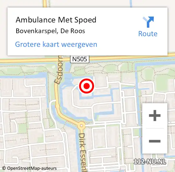 Locatie op kaart van de 112 melding: Ambulance Met Spoed Naar Bovenkarspel, De Roos op 19 juli 2023 11:43