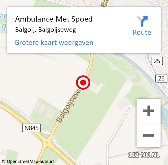 Locatie op kaart van de 112 melding: Ambulance Met Spoed Naar Balgoij, Balgoijseweg op 19 juli 2023 11:44