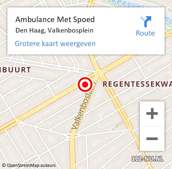 Locatie op kaart van de 112 melding: Ambulance Met Spoed Naar Den Haag, Valkenbosplein op 19 juli 2023 11:45