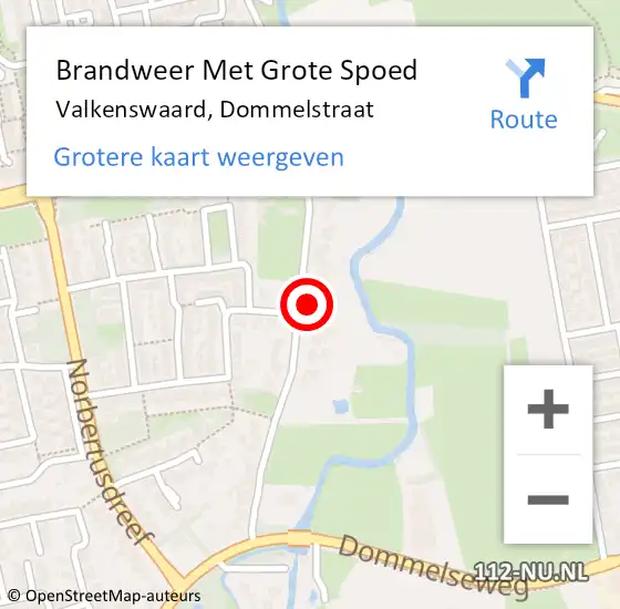 Locatie op kaart van de 112 melding: Brandweer Met Grote Spoed Naar Valkenswaard, Dommelstraat op 19 juli 2023 11:50