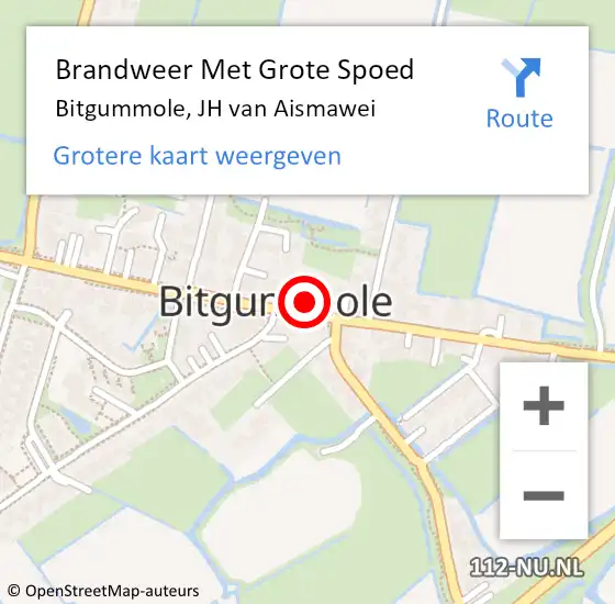 Locatie op kaart van de 112 melding: Brandweer Met Grote Spoed Naar Bitgummole, JH van Aismawei op 19 juli 2023 11:56