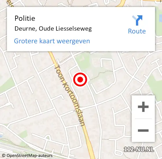 Locatie op kaart van de 112 melding: Politie Deurne, Oude Liesselseweg op 19 juli 2023 11:59