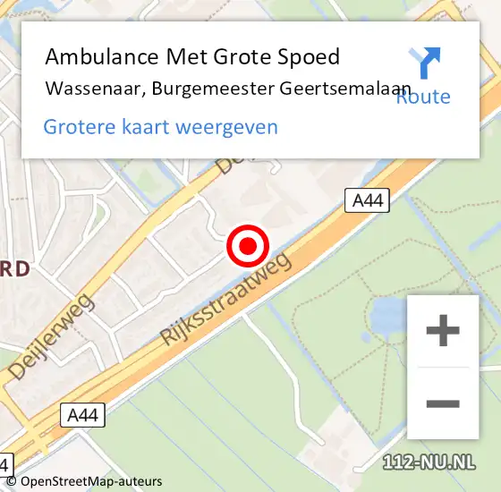 Locatie op kaart van de 112 melding: Ambulance Met Grote Spoed Naar Wassenaar, Burgemeester Geertsemalaan op 19 juli 2023 12:21