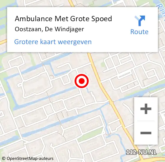 Locatie op kaart van de 112 melding: Ambulance Met Grote Spoed Naar Oostzaan, De Windjager op 19 juli 2023 12:28