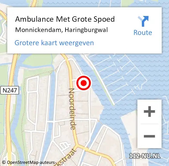 Locatie op kaart van de 112 melding: Ambulance Met Grote Spoed Naar Monnickendam, Haringburgwal op 19 juli 2023 12:32