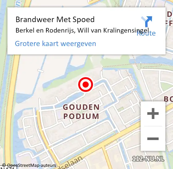 Locatie op kaart van de 112 melding: Brandweer Met Spoed Naar Berkel en Rodenrijs, Will van Kralingensingel op 19 juli 2023 13:24