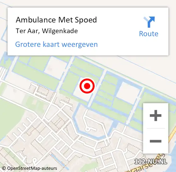 Locatie op kaart van de 112 melding: Ambulance Met Spoed Naar Ter Aar, Wilgenkade op 19 juli 2023 13:49