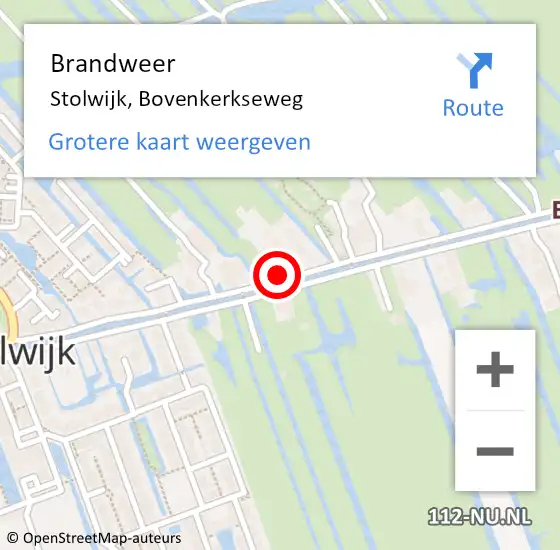 Locatie op kaart van de 112 melding: Brandweer Stolwijk, Bovenkerkseweg op 19 juli 2023 13:59